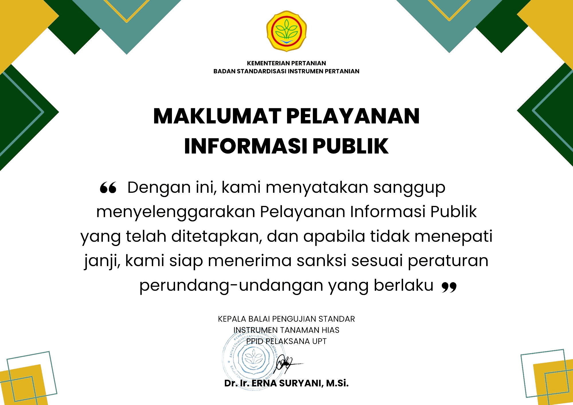Maklumat Pelayanan Informasi Publik BPSI Tanaman Hias